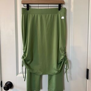 Chic Olive Green Skirt Set with Side Ties